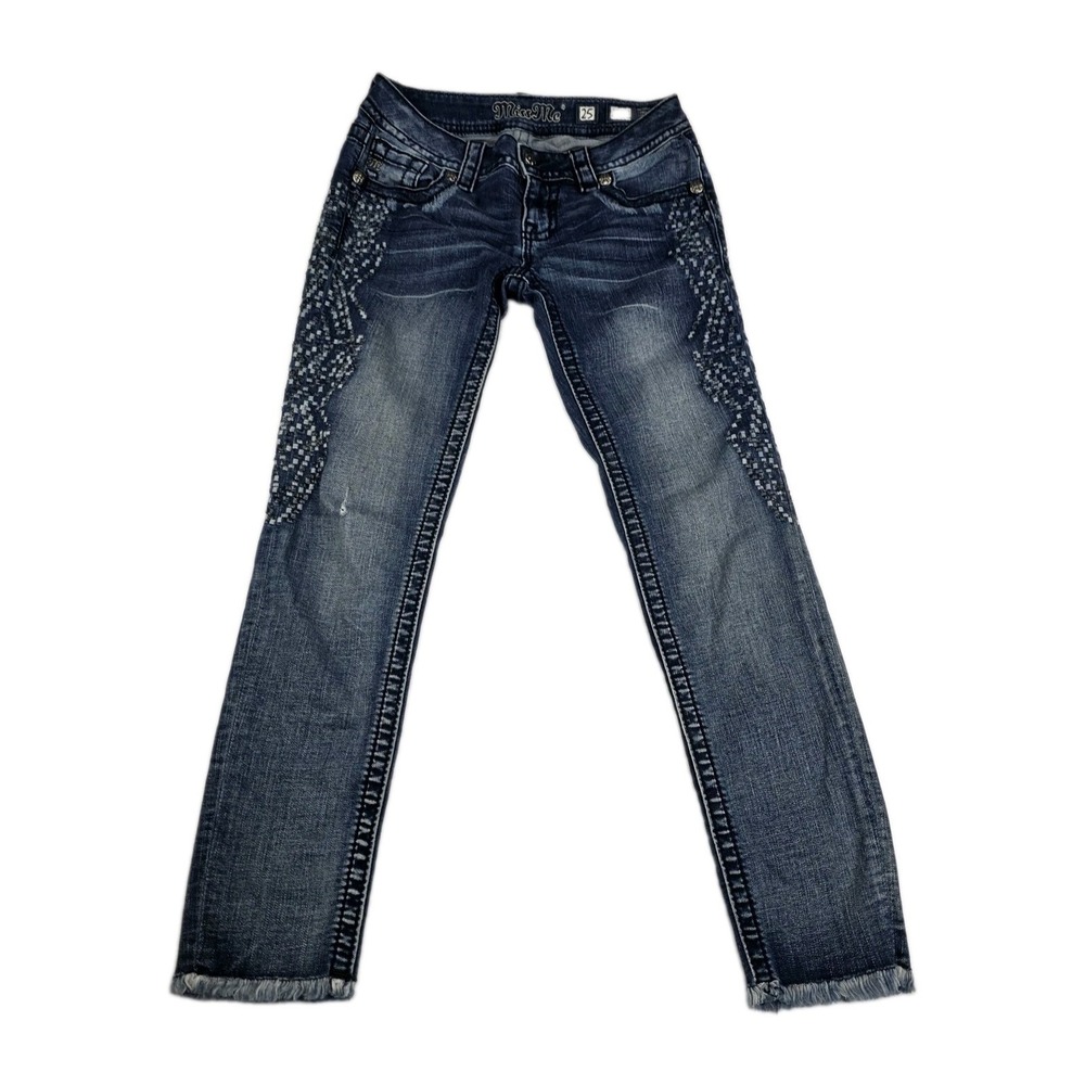 Miss Me Jeans Womens Size 25 Ankle Skinny‎ Fit Raw Hem Blue Denim Pants